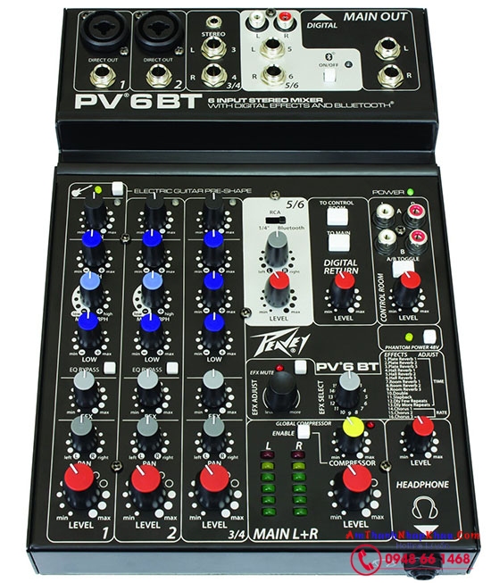 Giá bán, đặc điểm Mixer Peavey PV6 BT chất lượng tốt nhất